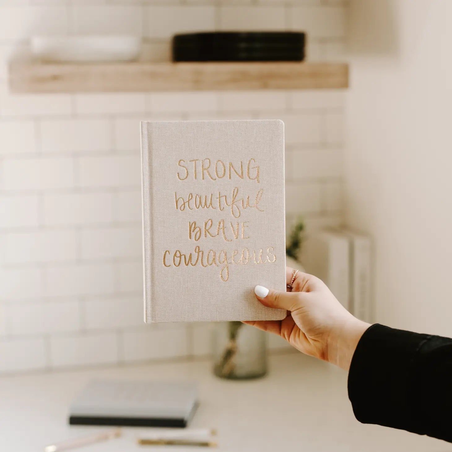 Strong Beautiful Brave Courageous Fabric Journal