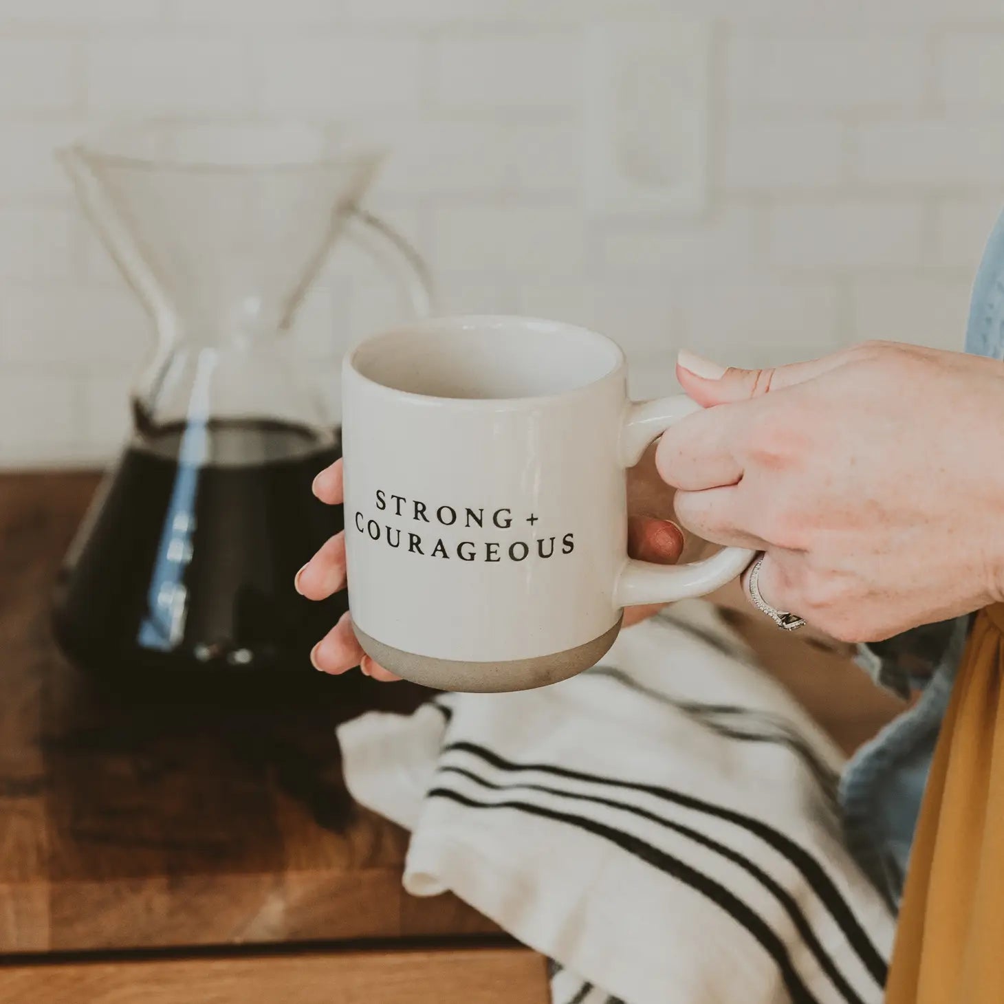 Strong &amp; Courageous Stoneware Coffee Mug