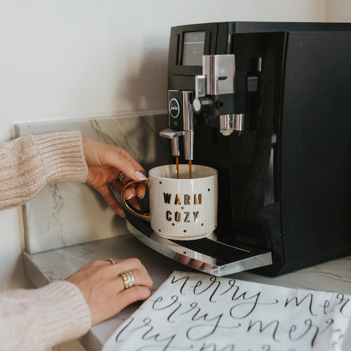 Warm &amp; Cozy Gold Tile Coffee Mug